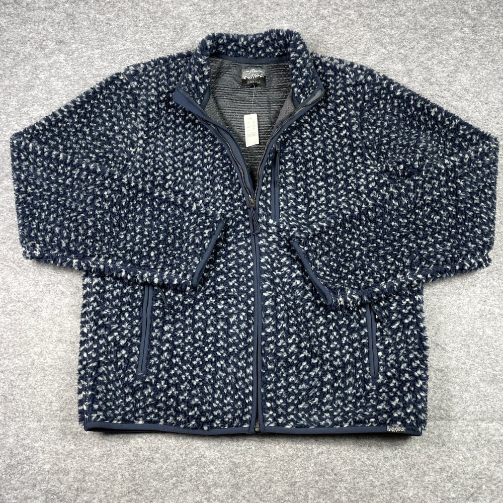 J.Crew Nordic Jacket Mens Large Navy Full Zip Sherpa Pile Heavy Fleece NEW